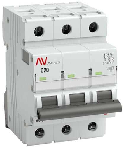 Выключатель автоматический EKF Averes AV-6 3п 20А C 6кА картинка